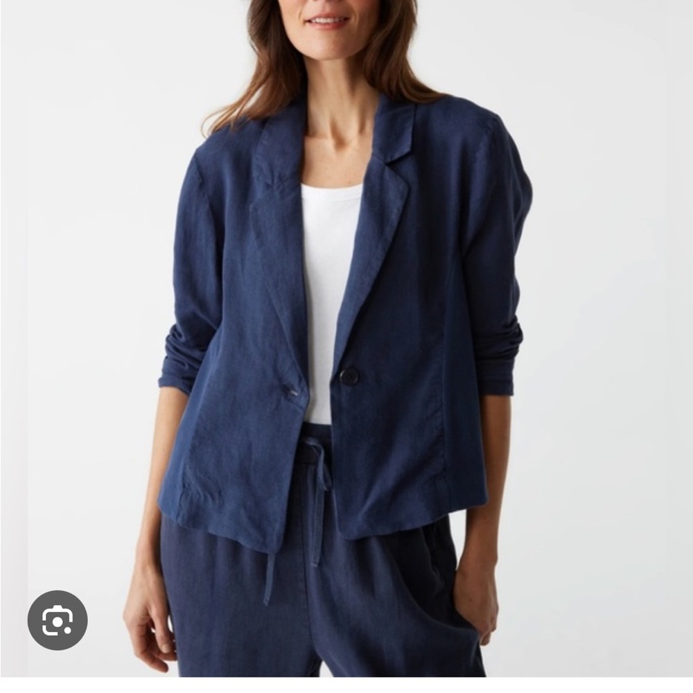 Michael Stars 100% Linen Navy Blue Blazer